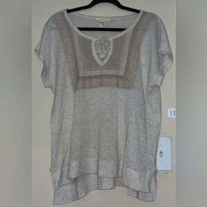 Canyon River Blues Cotton Blend Embroidered Earthy Lightweight Tunic Top Large